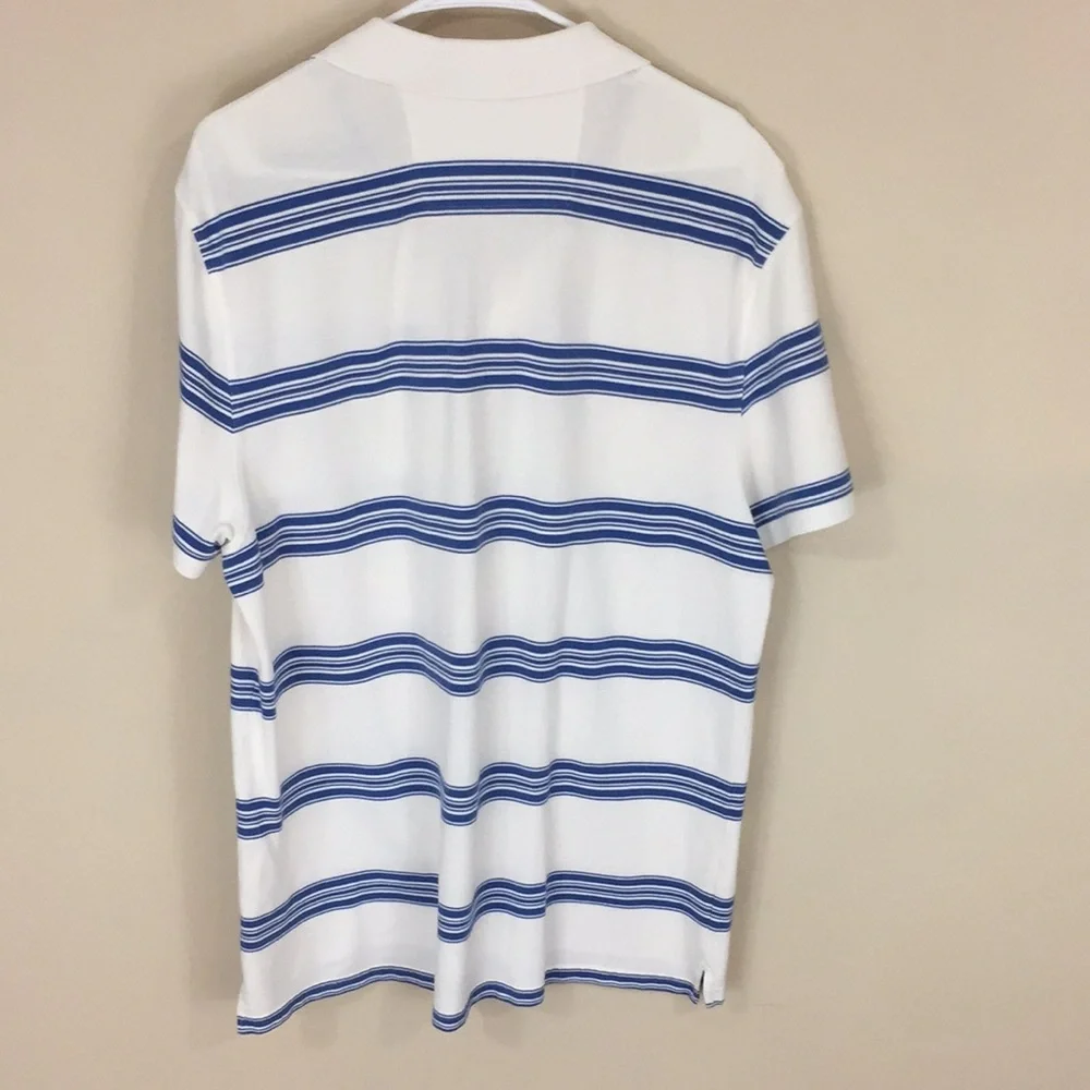 Banana Republic Fitted Polo White and Blue Stripes Size XL